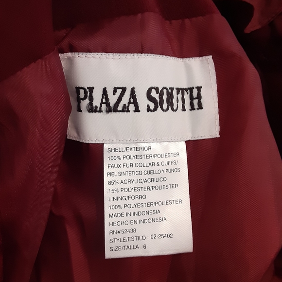 Lined Faux Fur and Decorative Buttons Wine Jacket (Plaza South) - Picture 12 of 13